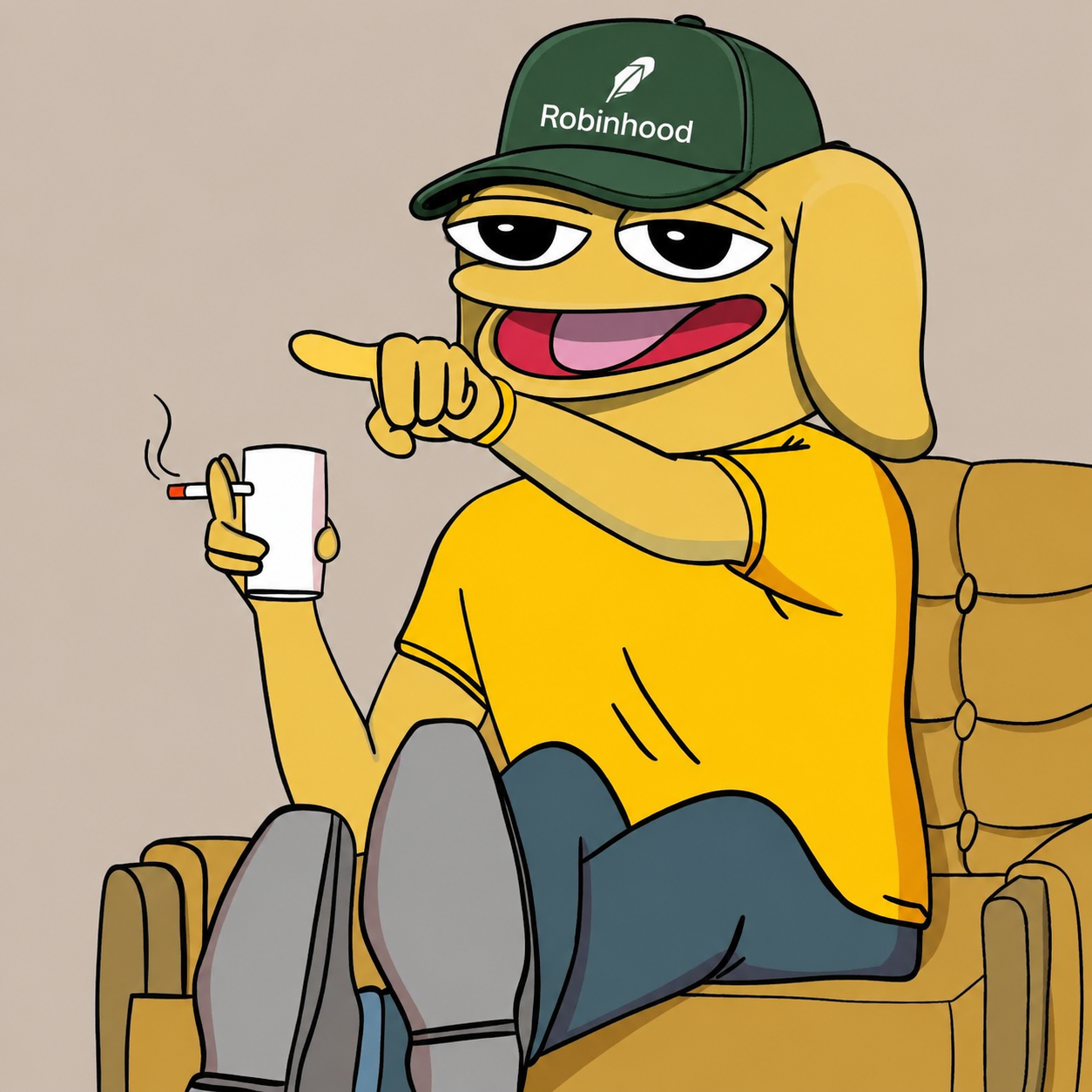 Andy mascot sitting in a chair